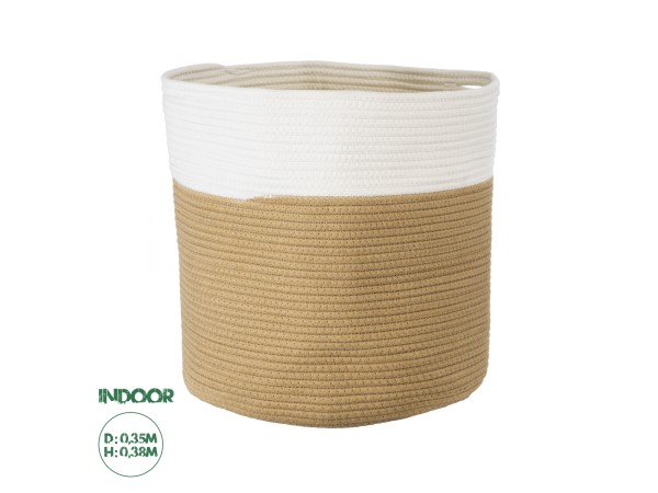 GloboStar® Artificial Garden PALAWAN 20201 Διακοσμητικό Πλεκτό Καλάθι - Κασπώ Γλάστρα - Flower Pot Μπεζ με Λευκό Π35cm x Υ38cm GloboStar® Artificial Garden PALAWAN 20201 Διακοσμητικό Πλεκτό Καλάθι - Κασπώ Γλάστρα - Flower Pot Μπεζ με Λευκό Π35cm x Υ38cm