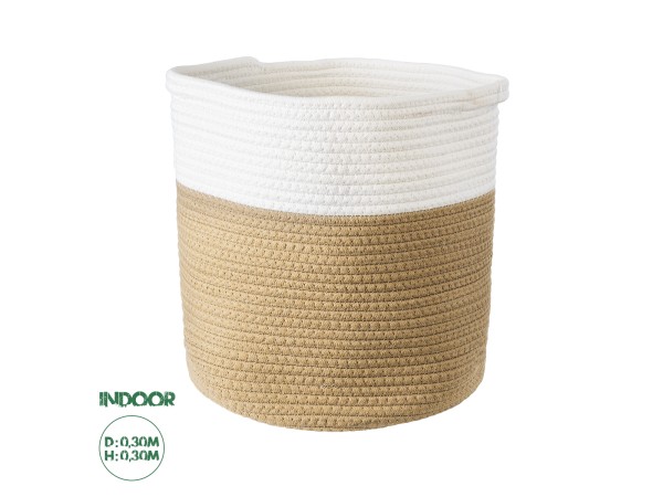 GloboStar® Artificial Garden PALAWAN 20202 Διακοσμητικό Πλεκτό Καλάθι - Κασπώ Γλάστρα - Flower Pot Μπεζ με Λευκό Π30cm x Υ30cm GloboStar® Artificial Garden PALAWAN 20202 Διακοσμητικό Πλεκτό Καλάθι - Κασπώ Γλάστρα - Flower Pot Μπεζ με Λευκό Π30cm x Υ30cm