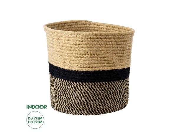 GloboStar® Artificial Garden HYDRA 20206 Διακοσμητικό Πλεκτό Καλάθι - Κασπώ Γλάστρα - Flower Pot Μπεζ με Μαύρο Π25cm x Υ25cm GloboStar® Artificial Garden HYDRA 20206 Διακοσμητικό Πλεκτό Καλάθι - Κασπώ Γλάστρα - Flower Pot Μπεζ με Μαύρο Π25cm x Υ25cm