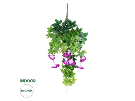 GloboStar® Artificial Garden MORNING GLORY HANGING BRANCH 20238 Τεχνητό Διακοσμητικό Κρεμαστό Φυτό Ιπομέα - Πρωϊνή Χαρά Υ60cm