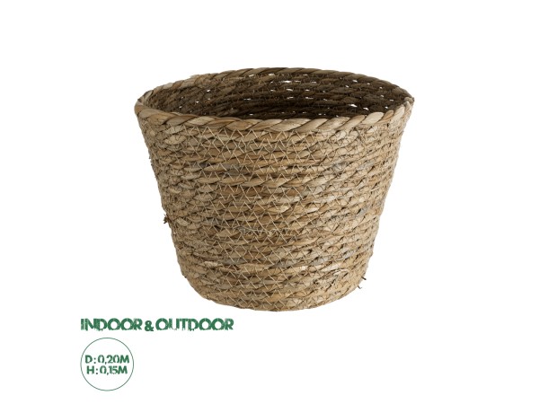 GloboStar® Artificial Garden PATMOS 20269 Διακοσμητικό Πλεκτό Καλάθι - Κασπώ Γλάστρα - Flower Pot Καφέ Φ20 x Υ15cm