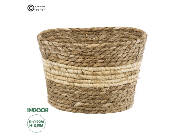 GloboStar® Artificial Garden KYTHIRA 20273 Διακοσμητικό Πλεκτό Καλάθι - Κασπώ Γλάστρα - Flower Pot Μπεζ με Λευκό Φ22cm x Υ15cm GloboStar® Artificial Garden KYTHIRA 20273 Διακοσμητικό Πλεκτό Καλάθι - Κασπώ Γλάστρα - Flower Pot Μπεζ με Λευκό Φ22cm x Υ15cm