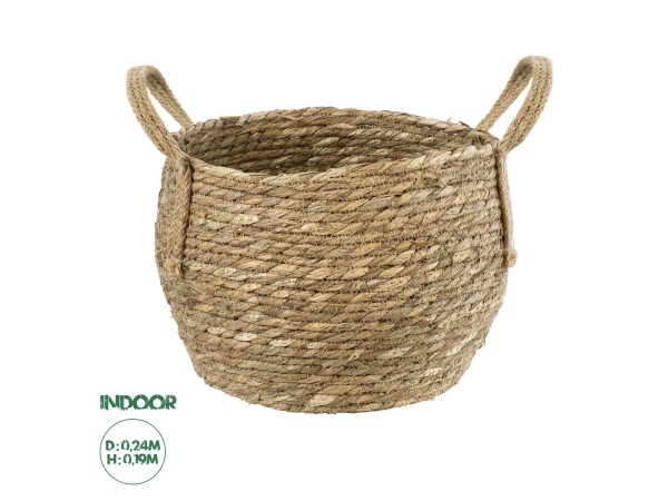 GloboStar® Artificial Garden PAROS 20276 Διακοσμητικό Πλεκτό Καλάθι - Κασπώ Γλάστρα - Flower Pot Μπεζ Φ24cm x Υ19cm