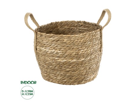 GloboStar® Artificial Garden PAROS 20277 Διακοσμητικό Πλεκτό Καλάθι - Κασπώ Γλάστρα - Flower Pot Μπεζ Φ29cm x Υ25cm