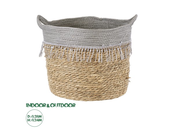 GloboStar® Artificial Garden SYROS 20283 Διακοσμητικό Πλεκτό Καλάθι - Κασπώ Γλάστρα - Flower Pot Μπεζ με Γκρι Φ28cm x Υ24cm GloboStar® Artificial Garden SYROS 20283 Διακοσμητικό Πλεκτό Καλάθι - Κασπώ Γλάστρα - Flower Pot Μπεζ με Γκρι Φ28cm x Υ24cm