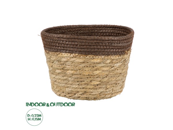 GloboStar® Artificial Garden LEFKADA 20287 Διακοσμητικό Πλεκτό Καλάθι - Κασπώ Γλάστρα - Flower Pot Μπεζ με Καφέ Φ22cm x Υ15cm GloboStar® Artificial Garden LEFKADA 20287 Διακοσμητικό Πλεκτό Καλάθι - Κασπώ Γλάστρα - Flower Pot Μπεζ με Καφέ Φ22cm x Υ15cm
