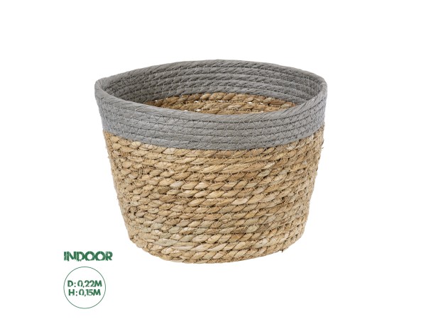 GloboStar® Artificial Garden ANTIPAROS 20289 Διακοσμητικό Πλεκτό Καλάθι - Κασπώ Γλάστρα - Flower Pot Μπεζ με Γκρι Φ22cm x Υ15cm GloboStar® Artificial Garden ANTIPAROS 20289 Διακοσμητικό Πλεκτό Καλάθι - Κασπώ Γλάστρα - Flower Pot Μπεζ με Γκρι Φ22cm x Υ15cm