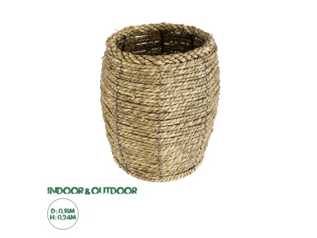 GloboStar® Artificial Garden THASSOS 20295 Διακοσμητικό Πλεκτό Καλάθι - Κασπώ Γλάστρα - Flower Pot Μπεζ Φ18 x Υ24cm