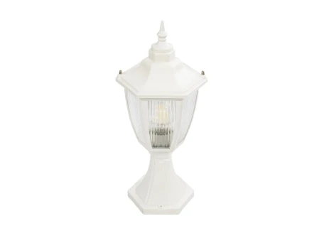 GloboStar® ENGLAND 202-0010 Vintage Επιδαπέδιο Φωτιστικό Φαναράκι Μονόφωτο 1 x E27 IP44 Λευκό & Διάφανο Πλαστικό - Μ20 x Π20 x Υ45cm