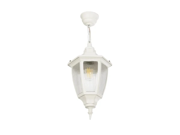 GLOBOSTAR® ENGLAND 202-0014 Vintage Κρεμαστό Φωτιστικό Οροφής με Ντουί 1 x E27 AC 220-240V IP44 - Λευκό - Μ20 x Π20 x Υ35cm