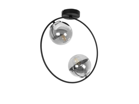 GLOBOSTAR® CITY 202-0040 Μοντέρνο Φωτιστικό Οροφής με Ντουί 2 x E27 AC 220-240V IP20 - Διάφανο & Μαύρο - Μ45 x Π15 x Υ55cm