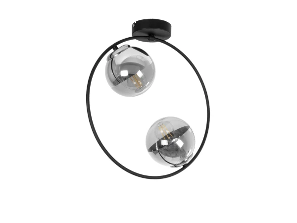 GLOBOSTAR® CITY 202-0040 Μοντέρνο Φωτιστικό Οροφής με Ντουί 2 x E27 AC 220-240V IP20 - Διάφανο & Μαύρο - Μ45 x Π15 x Υ55cm