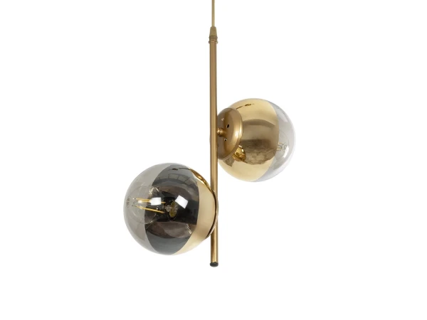 GLOBOSTAR® CITY 202-0044 Μοντέρνο Κρεμαστό Φωτιστικό Οροφής με Ντουί 2 x E27 AC 220-240V IP20 - Χρυσό & Διάφανο - Μ35 x Π16 x Υ42cm