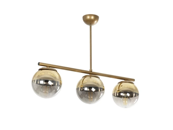 GLOBOSTAR® CITY 202-0045 Μοντέρνο Φωτιστικό Οροφής με Ντουί 3 x E27 AC 220-240V IP20 - Διάφανο & Χρυσό - Μ55 x Π15 x Υ43cm