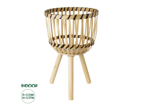 GloboStar® Artificial Garden FOLEGANDROS 20301 Διακοσμητικό Πλεκτό Καλάθι - Κασπώ Γλάστρα - Flower Pot Μπεζ με Καφέ Φ25cm x Υ37cm