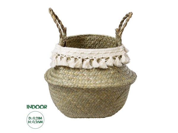 GloboStar® Artificial Garden MILOS 20307 Διακοσμητικό Ψάθινο Καλάθι - Κασπώ Γλάστρα - Flower Pot Μπεζ με Μακραμέ Φ21cm x Υ26cm GloboStar® Artificial Garden MILOS 20307 Διακοσμητικό Ψάθινο Καλάθι - Κασπώ Γλάστρα - Flower Pot Μπεζ με Μακραμέ Φ21cm x Υ26cm