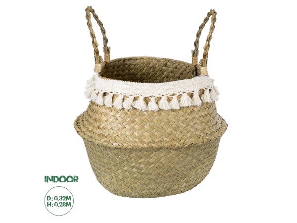 GloboStar® Artificial Garden MILOS 20308 Διακοσμητικό Ψάθινο Καλάθι - Κασπώ Γλάστρα - Flower Pot Μπεζ με Μακραμέ Φ32cm x Υ28cm GloboStar® Artificial Garden MILOS 20308 Διακοσμητικό Ψάθινο Καλάθι - Κασπώ Γλάστρα - Flower Pot Μπεζ με Μακραμέ Φ32cm x Υ28cm