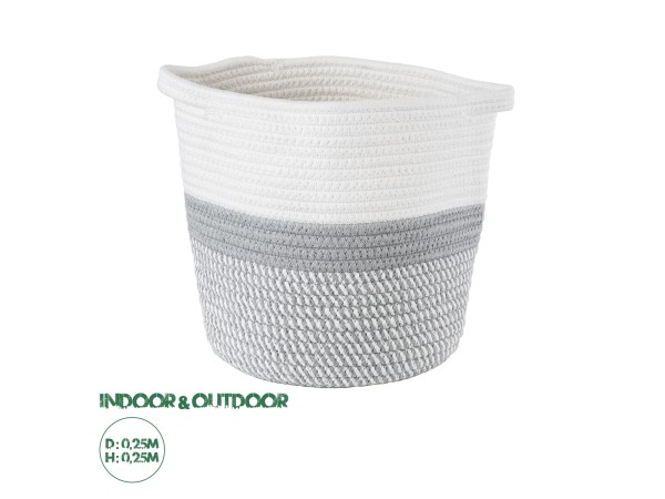 GloboStar® Artificial Garden POSITANO 20319 Διακοσμητικό Πλεκτό Καλάθι - Κασπώ Γλάστρα - Flower Pot Γκρι με Λευκό Φ25cm x Υ25cm GloboStar® Artificial Garden POSITANO 20319 Διακοσμητικό Πλεκτό Καλάθι - Κασπώ Γλάστρα - Flower Pot Γκρι με Λευκό Φ25cm x Υ25cm