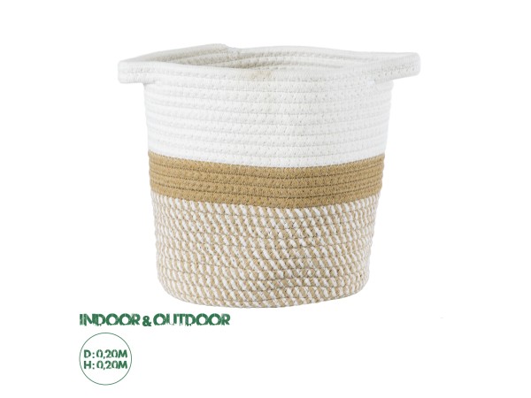 GloboStar® Artificial Garden ITHAKI 20323 Διακοσμητικό Πλεκτό Καλάθι - Κασπώ Γλάστρα - Flower Pot Καφέ με Λευκό Φ20cm x Υ20cm GloboStar® Artificial Garden ITHAKI 20323 Διακοσμητικό Πλεκτό Καλάθι - Κασπώ Γλάστρα - Flower Pot Καφέ με Λευκό Φ20cm x Υ20cm