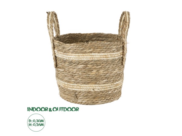 GloboStar® Artificial Garden NAXOS 20333 Διακοσμητικό Πλεκτό Καλάθι - Κασπώ Γλάστρα - Flower Pot Μπεζ με Καφέ Φ30cm x Υ26cm GloboStar® Artificial Garden NAXOS 20333 Διακοσμητικό Πλεκτό Καλάθι - Κασπώ Γλάστρα - Flower Pot Μπεζ με Καφέ Φ30cm x Υ26cm