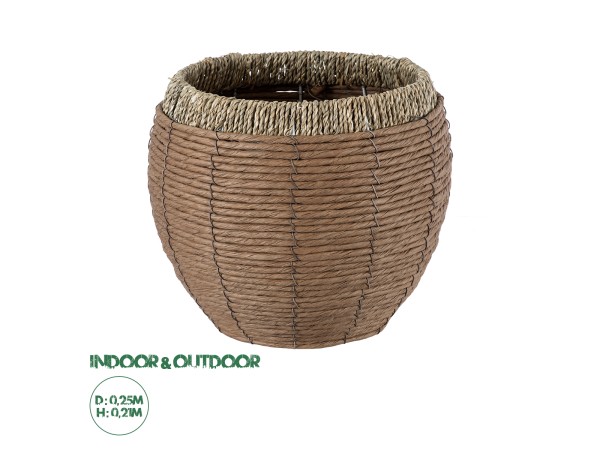 GloboStar® Artificial Garden AMORGOS 20337 Διακοσμητικό Πλεκτό Καλάθι - Κασπώ Γλάστρα - Flower Pot Μπεζ με Καφέ Φ25cm x Υ21cm GloboStar® Artificial Garden AMORGOS 20337 Διακοσμητικό Πλεκτό Καλάθι - Κασπώ Γλάστρα - Flower Pot Μπεζ με Καφέ Φ25cm x Υ21cm