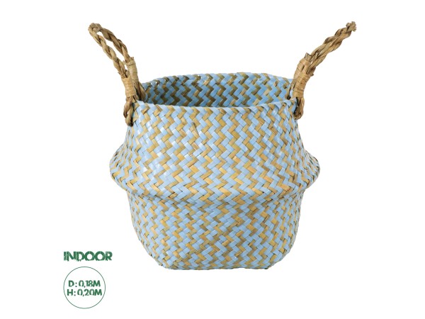 GloboStar® Artificial Garden SKYROS 20340 Διακοσμητικό Ψάθινο Καλάθι - Κασπώ Γλάστρα - Flower Pot Μπλε με Καφέ Φ18cm x Υ20cm GloboStar® Artificial Garden SKYROS 20340 Διακοσμητικό Ψάθινο Καλάθι - Κασπώ Γλάστρα - Flower Pot Μπλε με Καφέ Φ18cm x Υ20cm
