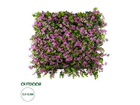 GloboStar® Artificial Garden CYPHEA HYSSOPIFOLIA 20350 Τεχνητό Διακοσμητικό Πάνελ Λουλουδιών - Κάθετος Κήπος σύνθεση Άνθος Κουφέας Μ50 x Π50 x Υ11cm