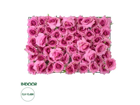 GloboStar® Artificial Garden ROSES STORY 20357 Τεχνητό Διακοσμητικό Πάνελ Λουλουδιών - Κάθετος Κήπος σύνθεση Βυσσινί Τριαντάφυλλα Μ40 x Π60 x Υ15cm