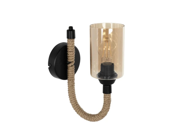 GLOBOSTAR® RIFT 203-0002 Vintage Φωτιστικό Τοίχου - Απλίκα με Ντουί 1 x E27 AC 220-240V IP20 - Μαύρο & Μπεζ - Μ12 x Π24 x Υ31cm