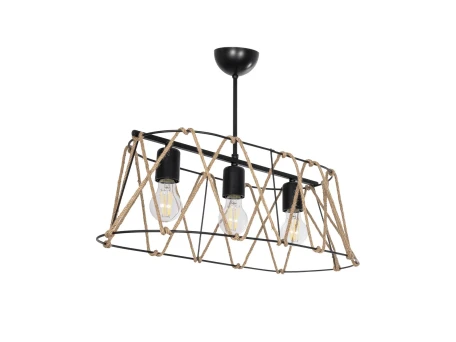 GLOBOSTAR® GATSBY 203-0006 Vintage Κρεμαστό Φωτιστικό Οροφής με Ντουί 3 x E27 AC 220-240V IP20 - Μαύρο & Μπεζ - Μ60 x Π28 x Υ22cm