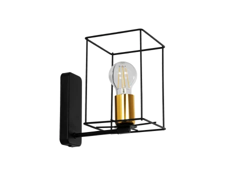 GLOBOSTAR® CYRA 203-0012 Μοντέρνο Φωτιστικό Τοίχου - Απλίκα με Ντουί 1 x E27 AC 220-240V IP20 - Μαύρο & Χρυσό - Μ14 x Π21 x Υ22cm