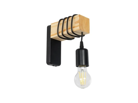 GLOBOSTAR® XYLO 203-0014 Μοντέρνο Φωτιστικό Τοίχου - Απλίκα με Ντουί 1 x E27 AC 220-240V IP20 - Μαύρο & Μπεζ - Μ18 x Π18 x Υ19cm