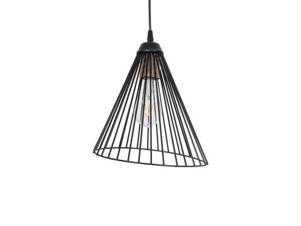 GLOBOSTAR® ARCWIRE 203-0015 Μοντέρνο Κρεμαστό Φωτιστικό Οροφής με Ντουί 1 x E27 AC 220-240V IP20 - Μαύρο - Μ25 x Π25 x Υ30cm