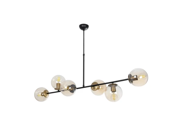 GLOBOSTAR® LATTICE 203-0017 Μοντέρνο Φωτιστικό Οροφής με Ντουί 6 x E27 AC 220-240V IP20 - Μαύρο & Μπρούτζινο - Μ120 x Π32 x Υ32cm