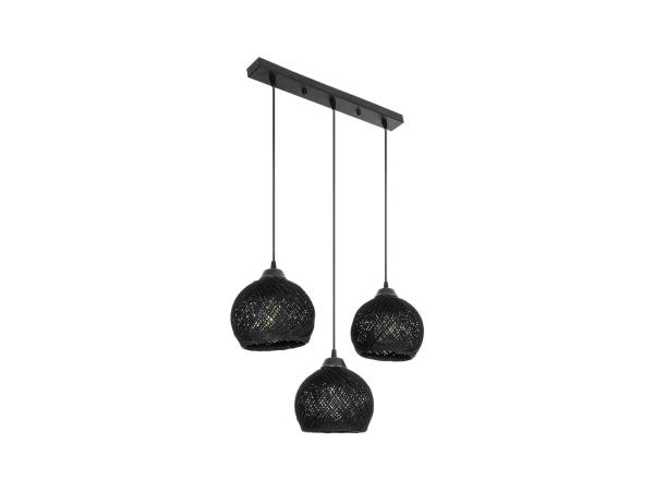 GLOBOSTAR® YASAM 203-0026 Vintage Κρεμαστό Φωτιστικό Οροφής με Ντουί 3 x E27 AC 220-240V IP20 - Μαύρο - Μ45 x Π18 x Υ30cm