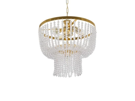 GLOBOSTAR® CRYSTAL 203-0028 Κλασικό Κρεμαστό Φωτιστικό Οροφής με Ντουί 3 x E27 AC 220-240V IP20 - Χρυσό & Διάφανο - Μ41 x Π41 x Υ40cm