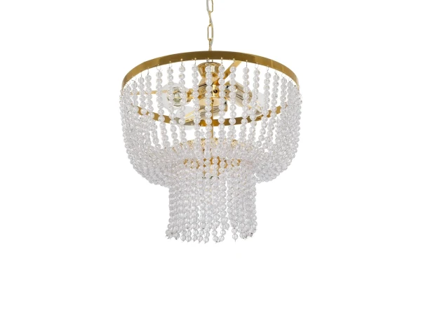 GLOBOSTAR® CRYSTAL 203-0028 Κλασικό Κρεμαστό Φωτιστικό Οροφής με Ντουί 3 x E27 AC 220-240V IP20 - Χρυσό & Διάφανο - Μ41 x Π41 x Υ40cm