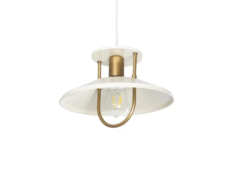 GLOBOSTAR® BILLA 203-0041 Vintage Κρεμαστό Φωτιστικό Οροφής με Ντουί 1 x E27 AC 220-240V IP20 - Λευκό & Χρυσό - M30.5 x Π30.5 x Υ20cm