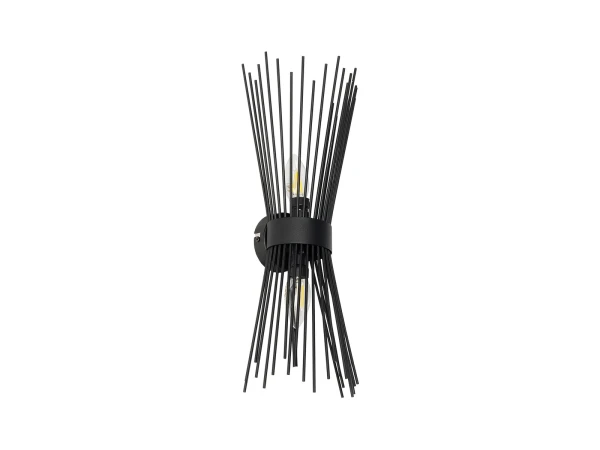 GLOBOSTAR® HORN 203-0043 Vintage Φωτιστικό Τοίχου - Απλίκα με Ντουί 2 x E14 AC 220-240V IP20 - Μαύρο - Μ14 x Π17 x Υ44.5cm