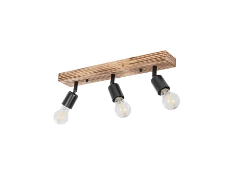 GLOBOSTAR® CUP 203-0061 Vintage Φωτιστικό Οροφής με Ντουί 3 x E27 AC 220-240V IP20 - Μαύρο & Μπέζ - Μ50 x Π8 x Υ15cm