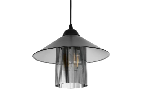 GLOBOSTAR® PROMO 203-0089 Μοντέρνο Κρεμαστό Φωτιστικό Οροφής με Ντουί 1 x E27 AC 220-240V IP20 - Μαύρο & Μαύρο Φιμέ - Μ25.5 x Π25.5 x Υ20cm