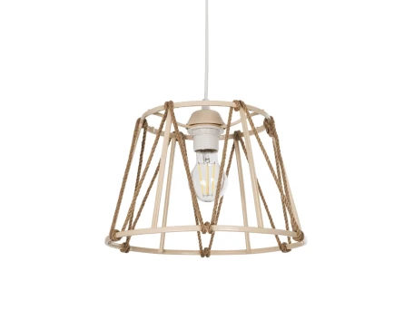 GLOBOSTAR® JUTE 203-0092 Μοντέρνο Κρεμαστό Φωτιστικό Οροφής με Ντουί 1 x E27 AC 220-240V IP20 - Μπεζ - Μ30 x Π30 x Υ23cm