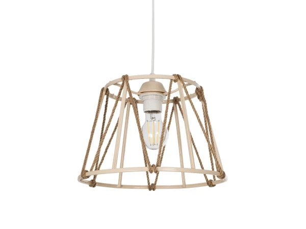 GLOBOSTAR® JUTE 203-0092 Μοντέρνο Κρεμαστό Φωτιστικό Οροφής με Ντουί 1 x E27 AC 220-240V IP20 - Μπεζ - Μ30 x Π30 x Υ23cm