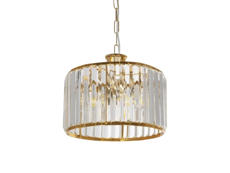GLOBOSTAR® GLAMOROUS 203-0094 Κλασικό Κρεμαστό Φωτιστικό Οροφής με Ντουί 3 x E27 AC 220-240V IP20 - Χρυσό & Διάφανο - Μ28 x Π28 x Υ21.5cm