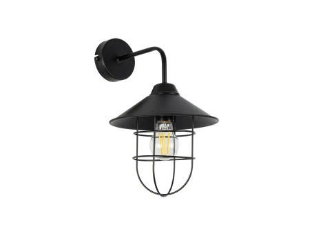 GLOBOSTAR® CAGE 203-0096 Vintage Φωτιστικό Τοίχου - Απλίκα με Ντουί 1 x E27 AC 220-240V IP20 - Μαύρο - M22 x Π28 x Υ35cm