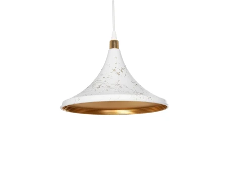 GLOBOSTAR® MARBLE 203-0098 Μοντέρνο Κρεμαστό Φωτιστικό Οροφής με Ντουί 1 x E27 AC 220-240V IP20 - Λεύκο & Χρυσό - Μ30 x Π30 x Υ20cm