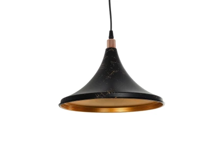 GLOBOSTAR® MARBLE 203-0099 Μοντέρνο Κρεμαστό Φωτιστικό Οροφής με Ντουί 1 x E27 AC 220-240V IP20 - Μαύρο & Χρυσό - Μ30 x Π30 x Υ20cm