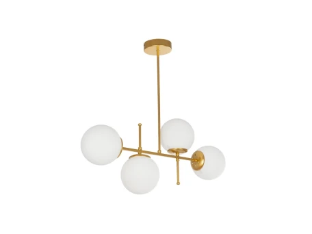 GLOBOSTAR® GLOBUS 203-0105 Μοντέρνο Φωτιστικό Οροφής με Ντουί 4 x E27 AC 220-240V IP20 - Λευκό & Χρυσό - Μ70 x Π15 x Υ34cm