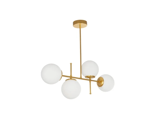 GLOBOSTAR® GLOBUS 203-0105 Μοντέρνο Φωτιστικό Οροφής με Ντουί 4 x E27 AC 220-240V IP20 - Λευκό & Χρυσό - Μ70 x Π15 x Υ34cm