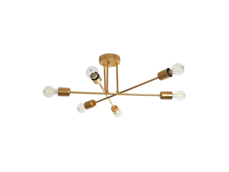 GLOBOSTAR® SPIDI 203-0114 Μοντέρνο Φωτιστικό Οροφής με Ντουί 6 x E27 AC 220-240V IP20 - Χρυσό - Μ61 x Π61 x Υ25cm